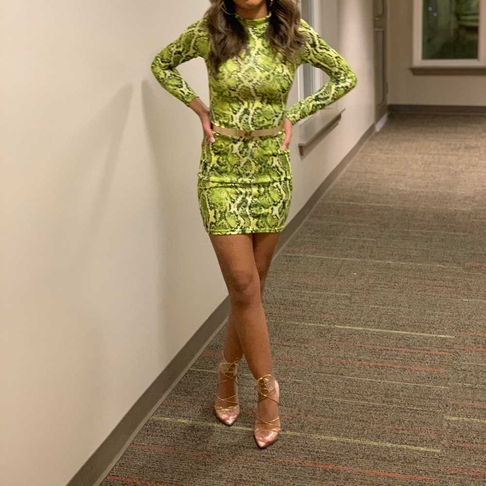 Green Snake print Dress
